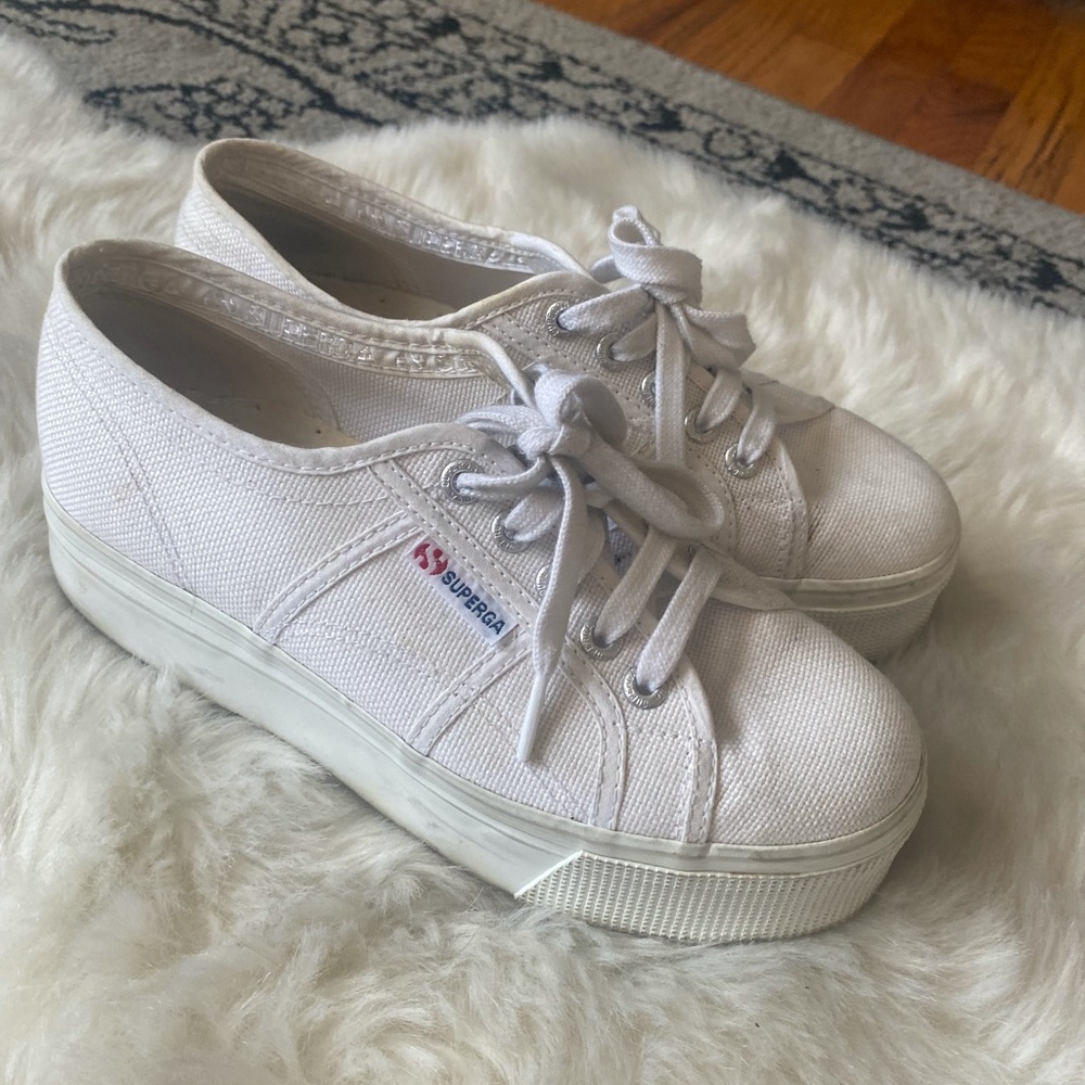 Superga platform white sneakers